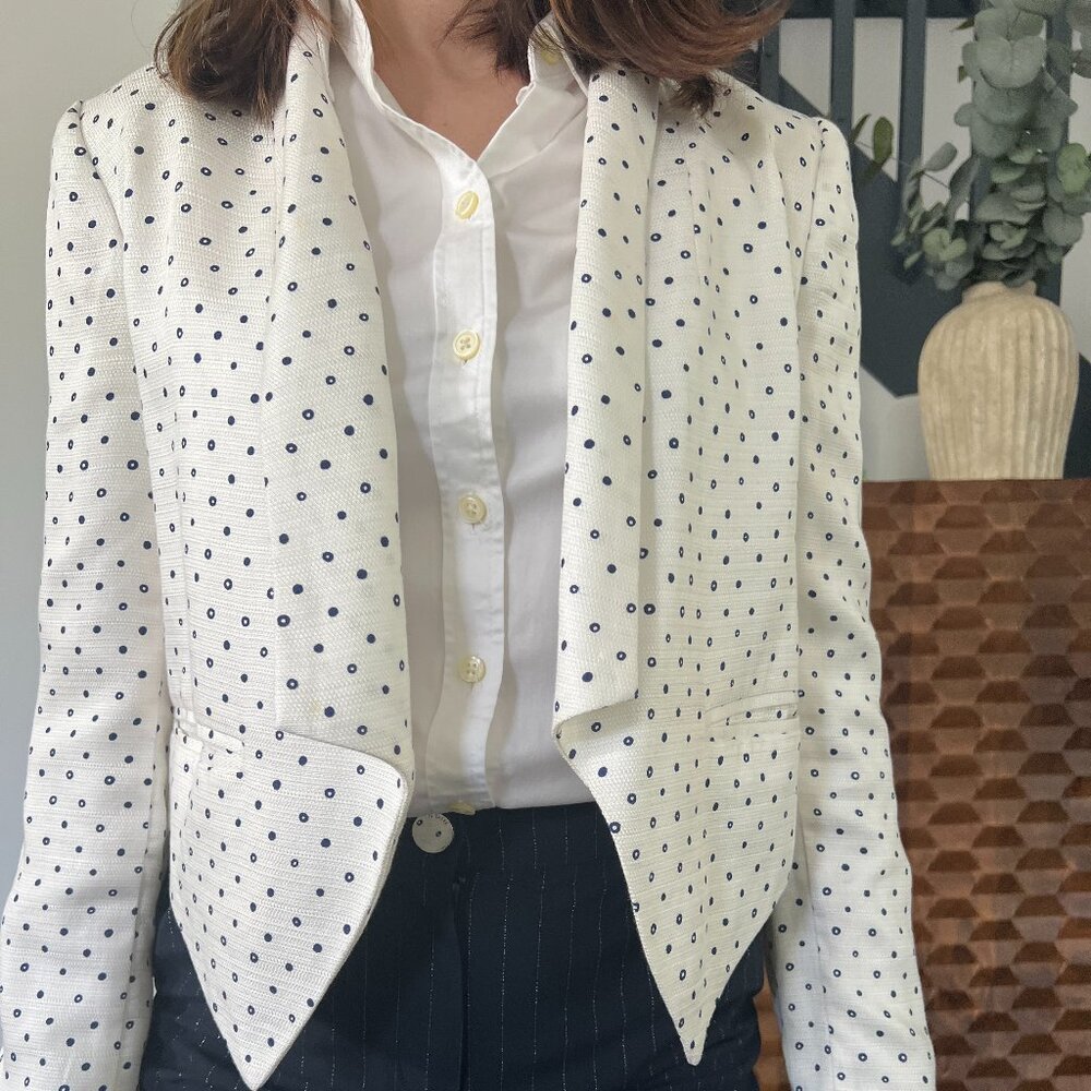 Anthropologie Cartonnier white polka dot blazer